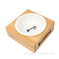 Cat Dog Food Bowl With Raised Bamboo Stand